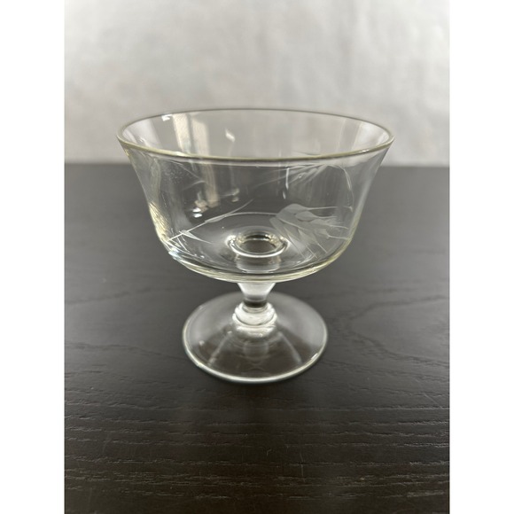 Other - Vintage Etched Wheat Clear Glass Coupe Cocktail Champagne Stemware Single Glass